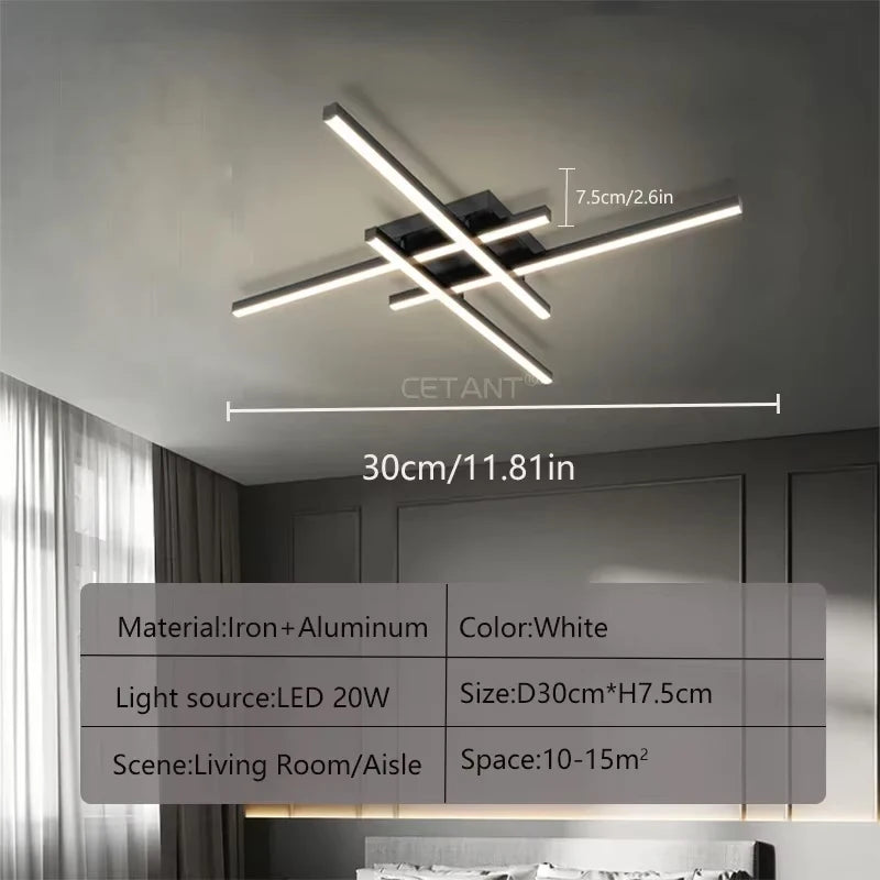 Modern LED Ceiling Light Minimalist Long Line 30/40/50cm Lamps For Bedroom Living Room Hotel Study Indoor Lighting Illumination