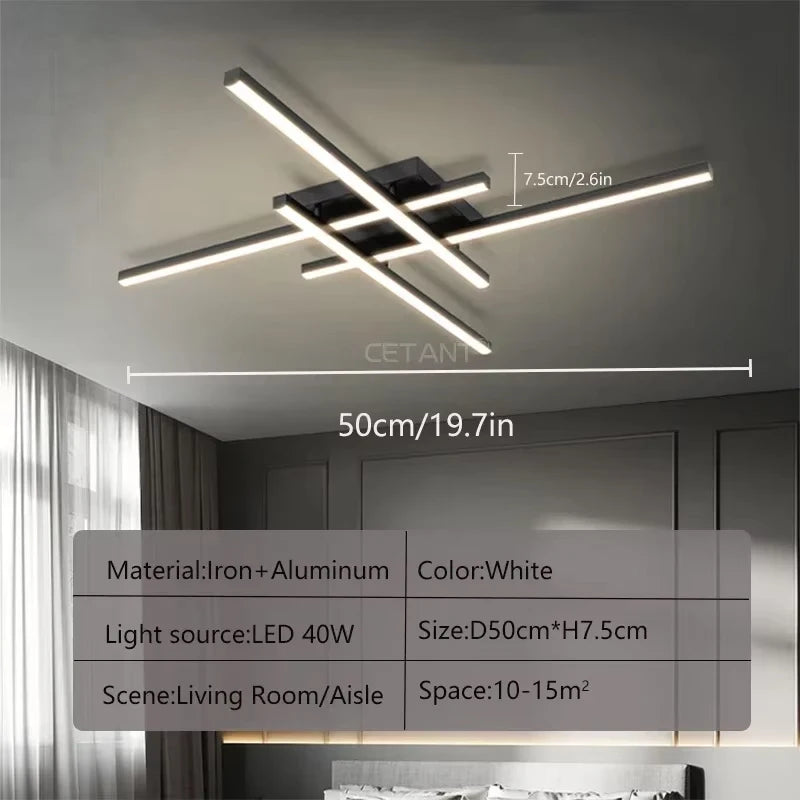 Modern LED Ceiling Light Minimalist Long Line 30/40/50cm Lamps For Bedroom Living Room Hotel Study Indoor Lighting Illumination