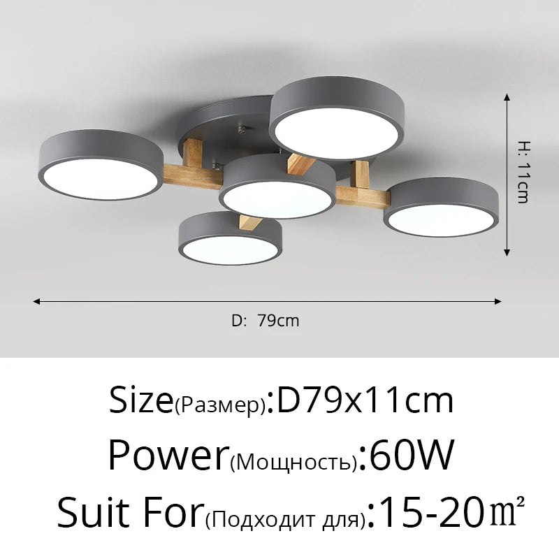 Nordic Style Personalized Macaron Ins Chandelier Bedroom Ceiling Decoration Lamp Modern Minimalist Wood Art Living Room Led Lamp