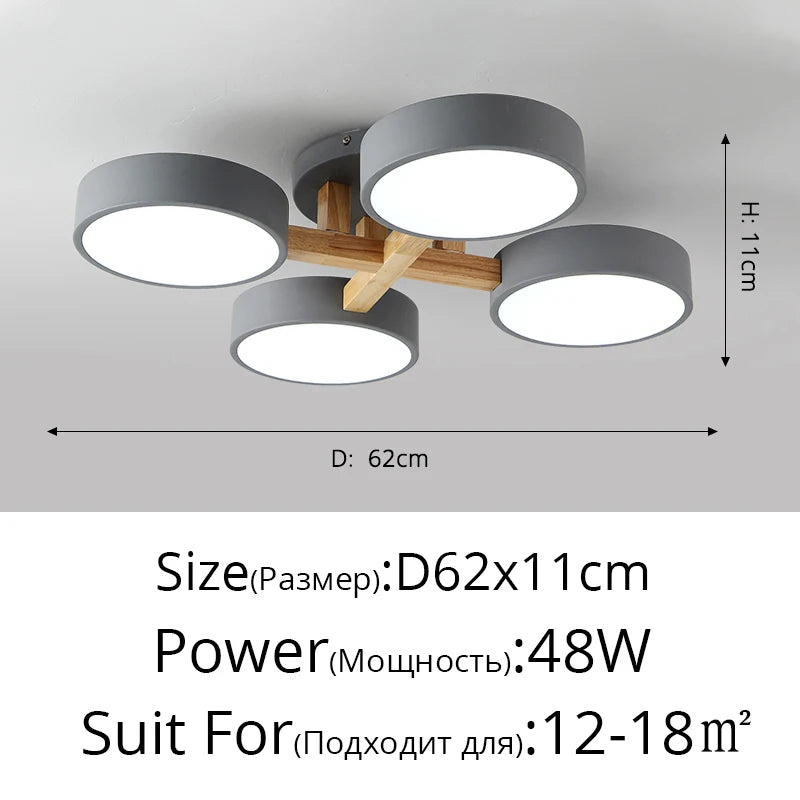 Nordic Style Personalized Macaron Ins Chandelier Bedroom Ceiling Decoration Lamp Modern Minimalist Wood Art Living Room Led Lamp
