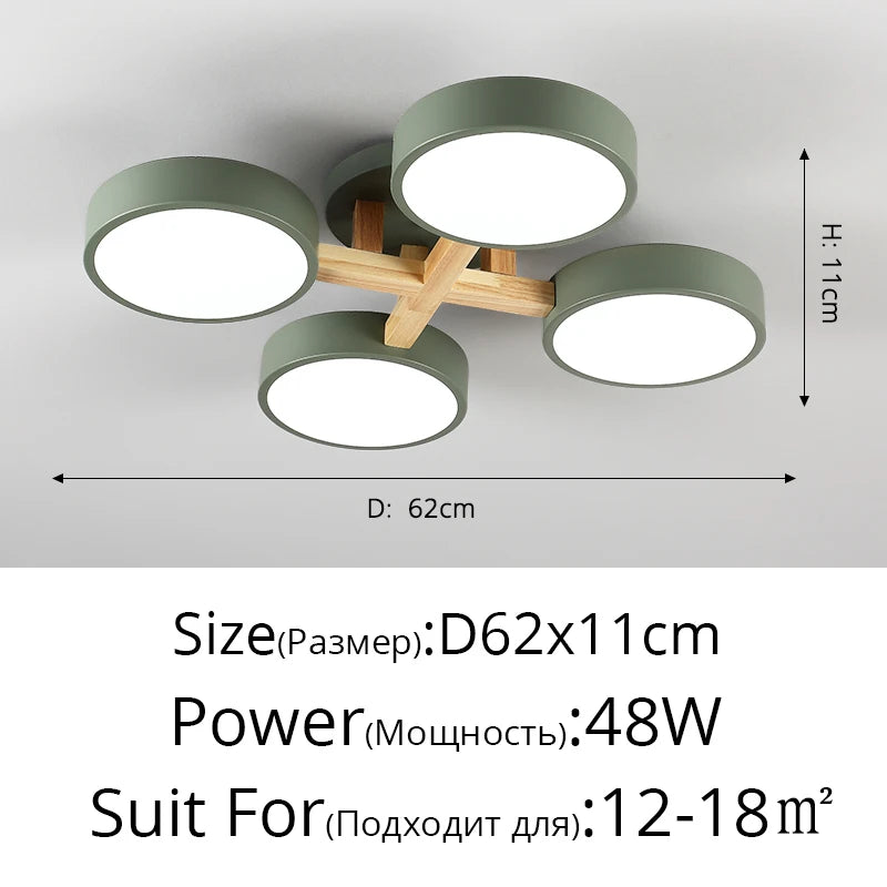 Nordic Style Personalized Macaron Ins Chandelier Bedroom Ceiling Decoration Lamp Modern Minimalist Wood Art Living Room Led Lamp