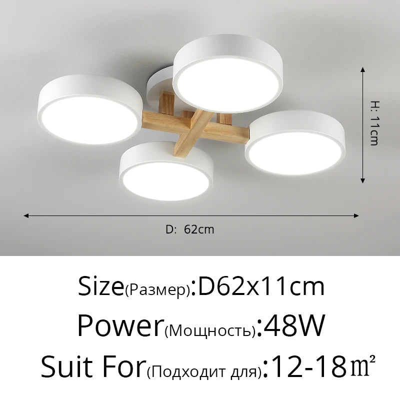 Nordic Style Personalized Macaron Ins Chandelier Bedroom Ceiling Decoration Lamp Modern Minimalist Wood Art Living Room Led Lamp
