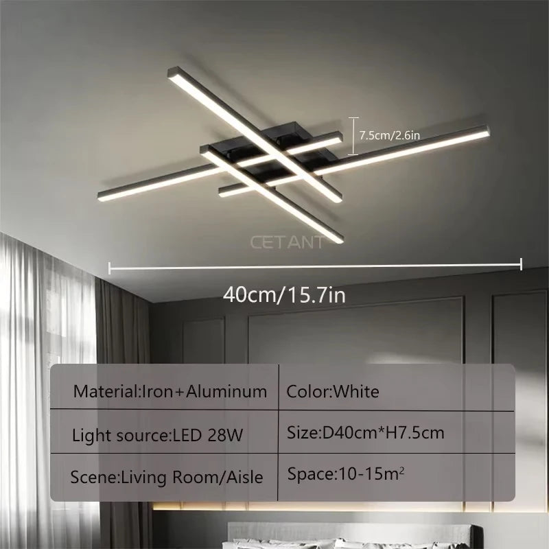 Modern LED Ceiling Light Minimalist Long Line 30/40/50cm Lamps For Bedroom Living Room Hotel Study Indoor Lighting Illumination