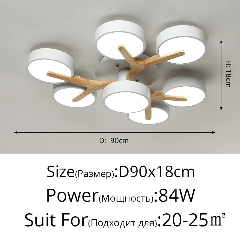 Nordic Style Personalized Macaron Ins Chandelier Bedroom Ceiling Decoration Lamp Modern Minimalist Wood Art Living Room Led Lamp