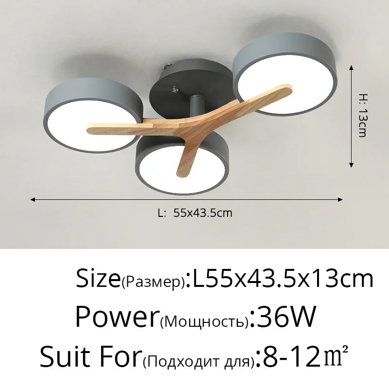 Nordic Style Personalized Macaron Ins Chandelier Bedroom Ceiling Decoration Lamp Modern Minimalist Wood Art Living Room Led Lamp